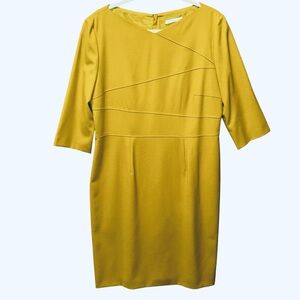 Hugo Boss Wool Mustard Midi Dress